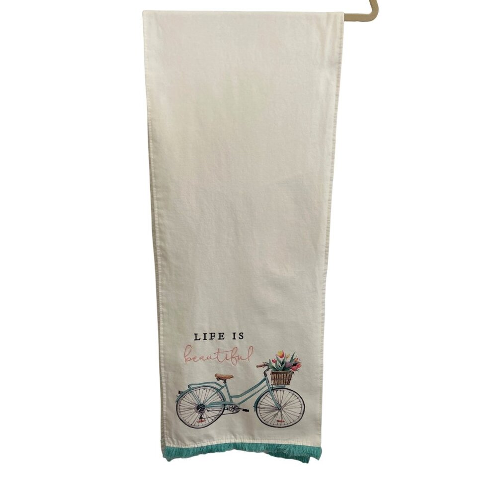 Life Is Beautiful Embroidered Cotton Decorative Table Runner 13" x 72"